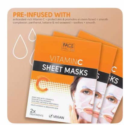 FACE FACT Vitamin c Face Sheet Mask, helps hydrate and brighten skin