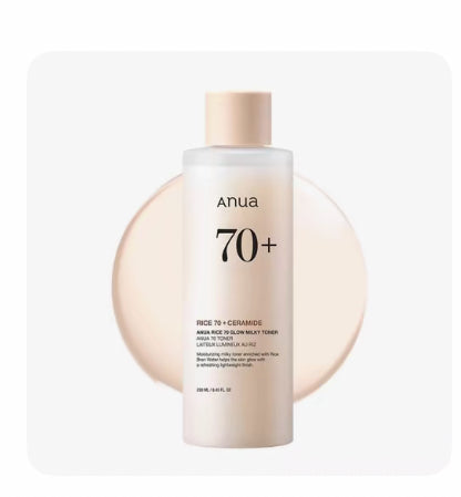 ANUA Rice 70 Glow Milky Toner, for Glass Skin and Brightening, Rice Water, 250ml/